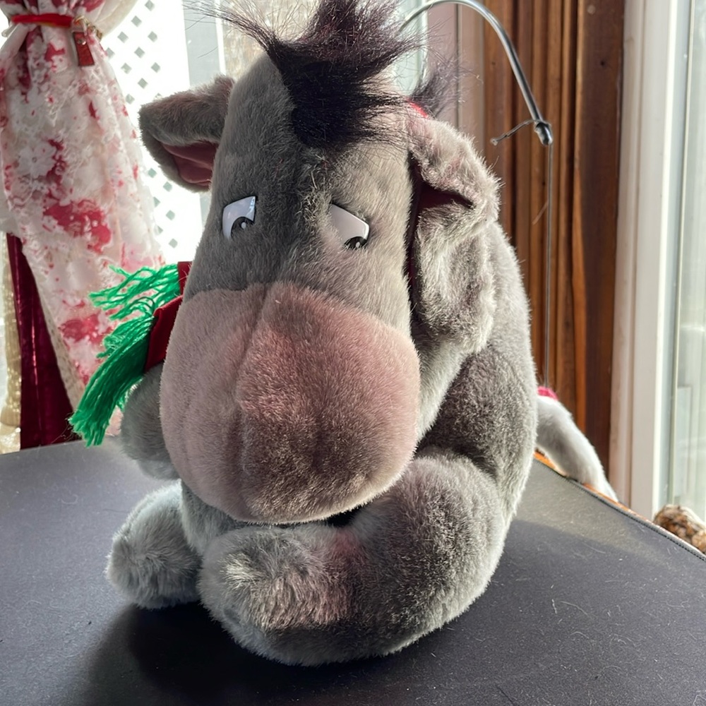 13” Disney Plush Eeyore W/Red Holiday Scarf